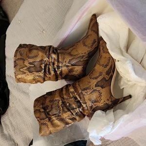 SOLD Paris Texas Tan Pyton Print Slouchy Boot